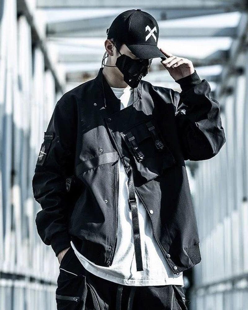 Chic Futuristic Bomber -  black jacket - Chic Futuristic Bomber Jacket for Modern Style - View 3