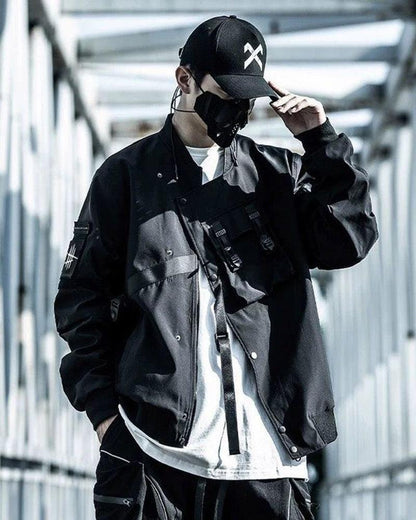 Chic Futuristic Bomber -  black jacket - Chic Futuristic Bomber Jacket for Modern Style - View 3