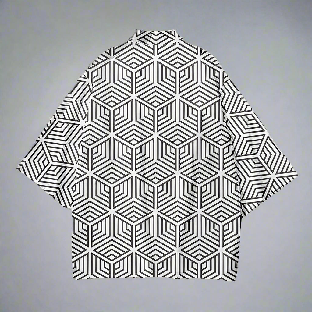 Chic Geometric Haori Jacket -  bold geometric patterns - Chic Geometric Haori Jacket for Effortless Style - View 3