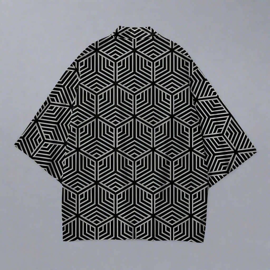 Chic Geometric Haori Jacket - haori jacket - Chic Geometric Haori Jacket for Effortless Style - Main view