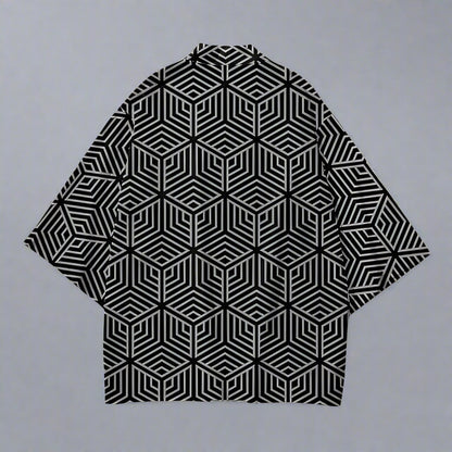 Chic Geometric Haori Jacket - haori jacket - Chic Geometric Haori Jacket for Effortless Style - Main view