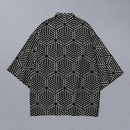 Chic Geometric Haori Jacket - haori jacket - Chic Geometric Haori Jacket for Effortless Style - Main view