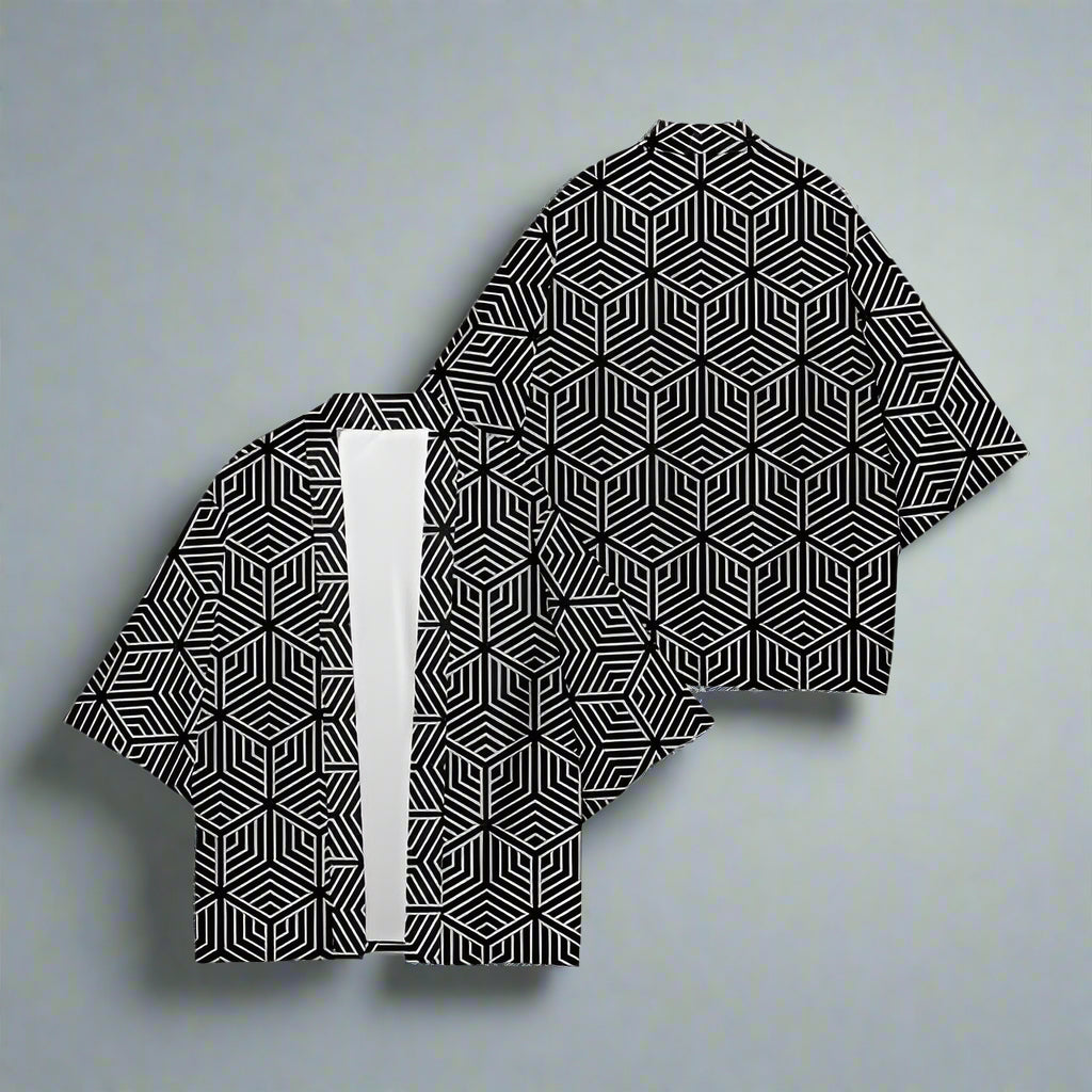 Chic Geometric Haori Jacket - haori jacket - Chic Geometric Haori Jacket for Effortless Style - View 10