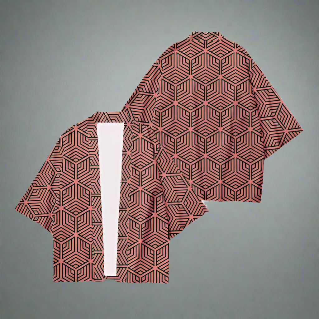 Chic Geometric Haori Jacket -  kimono cardigan - Chic Geometric Haori Jacket for Effortless Style - View 6