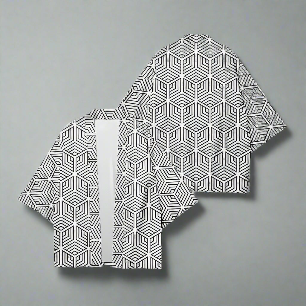 Chic Geometric Haori Jacket -  layering jacket - Chic Geometric Haori Jacket for Effortless Style - View 7