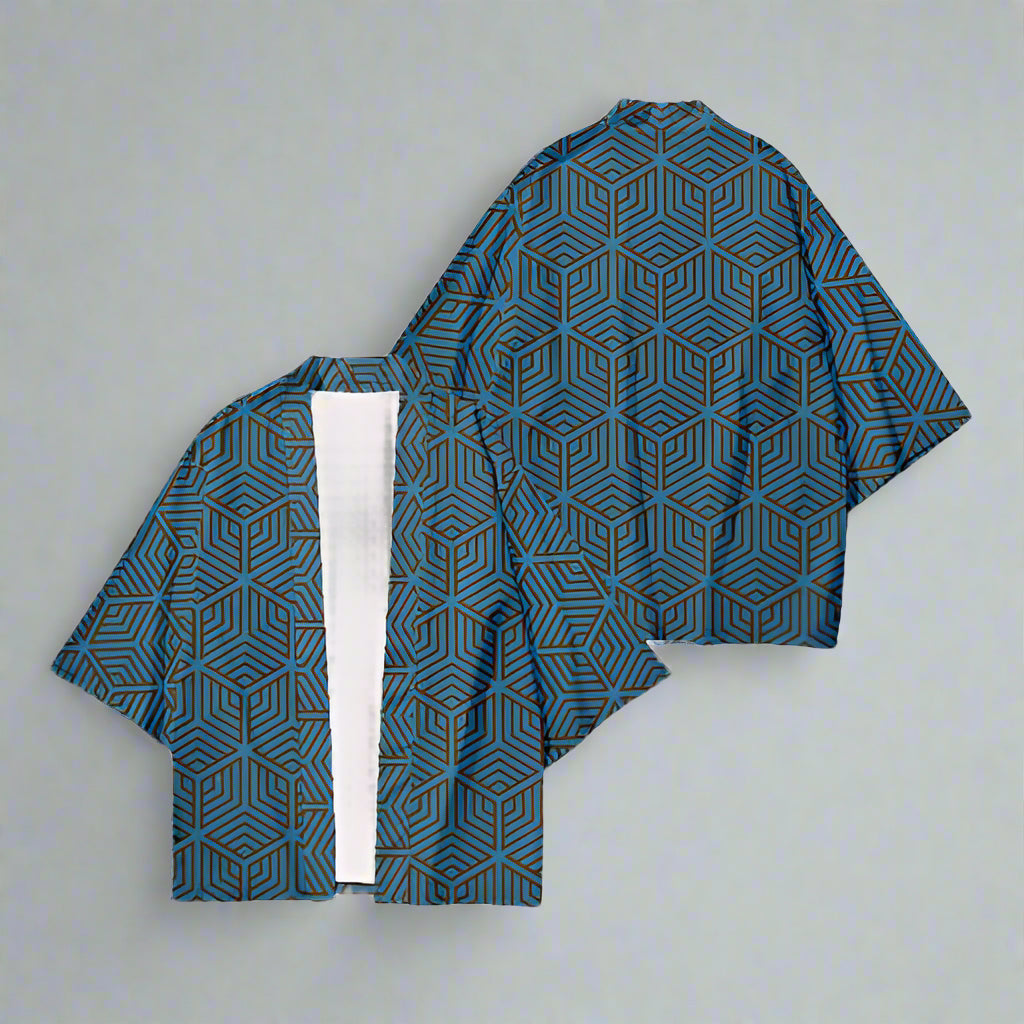 Chic Geometric Haori Jacket -  open-front - Chic Geometric Haori Jacket for Effortless Style - View 8