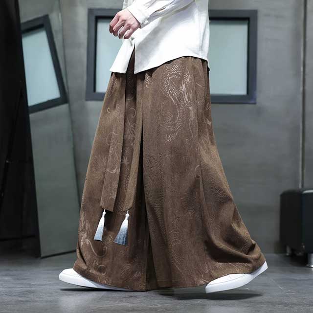 Chic Hakama-Inspired Pants -  casual wear - Stylish Hakama-Inspired Wide-Leg Pants - View 3