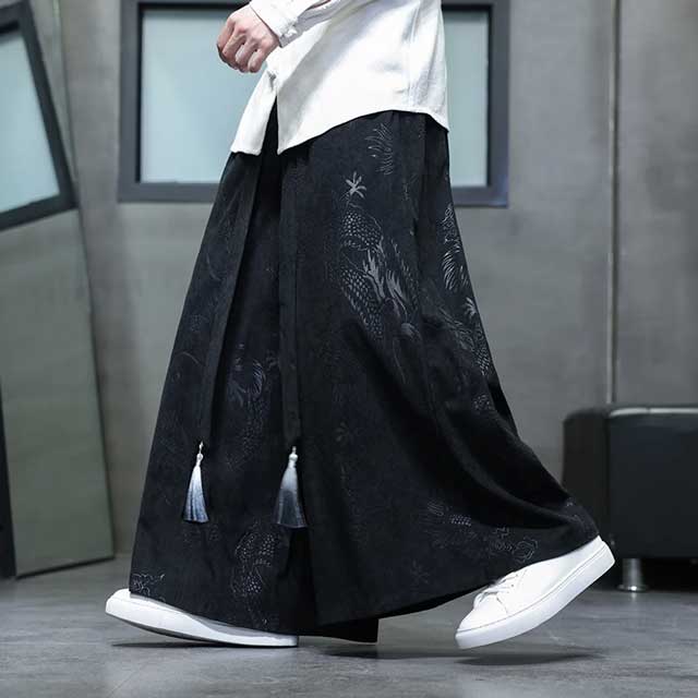 Chic Hakama-Inspired Pants - japanese samurai pants - Stylish Hakama-Inspired Wide-Leg Pants - View 2