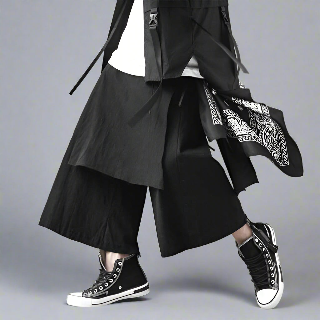 Chic Hakama-Inspired Trousers -  comfortable trousers - Hakama-Inspired Wide Leg Trousers for Effortless Style - View 3