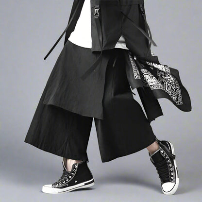 Chic Hakama-Inspired Trousers -  comfortable trousers - Hakama-Inspired Wide Leg Trousers for Effortless Style - View 3