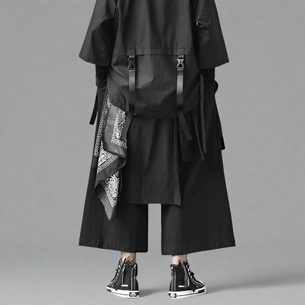 Chic Hakama-Inspired Trousers -  elastic waist - Hakama-Inspired Wide Leg Trousers for Effortless Style - View 4