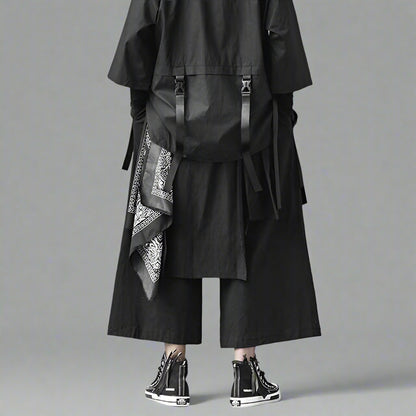 Chic Hakama-Inspired Trousers -  elastic waist - Hakama-Inspired Wide Leg Trousers for Effortless Style - View 4