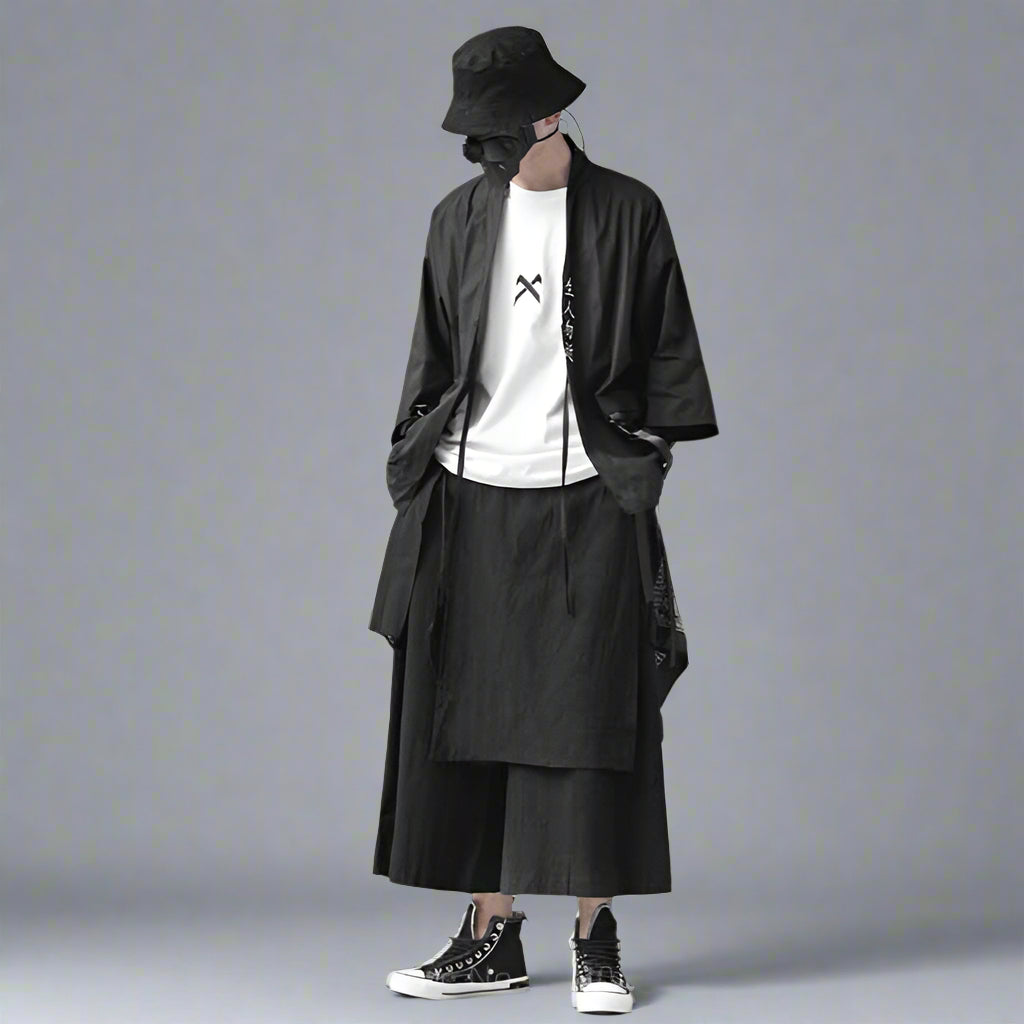 Chic Hakama-Inspired Trousers -  fashion pants - Hakama-Inspired Wide Leg Trousers for Effortless Style - View 5