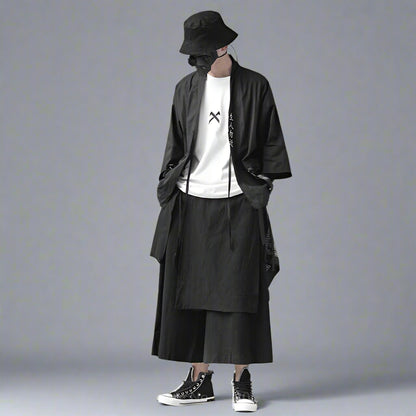 Chic Hakama-Inspired Trousers -  fashion pants - Hakama-Inspired Wide Leg Trousers for Effortless Style - View 5