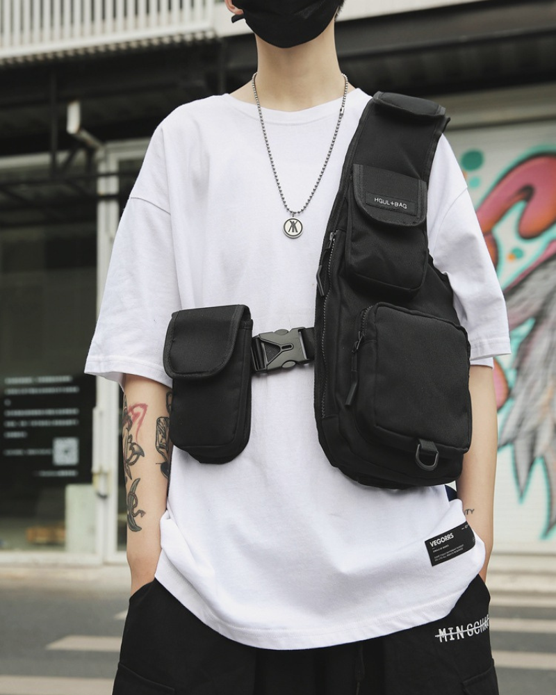 Chic Half Vest Chest Bag -  functional urban accessory - Chic Half Vest Chest Bag for Hands-Free Urban Style - View 3