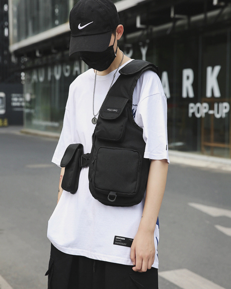 Chic Half Vest Chest Bag -  streetwear - Chic Half Vest Chest Bag for Hands-Free Urban Style - View 5
