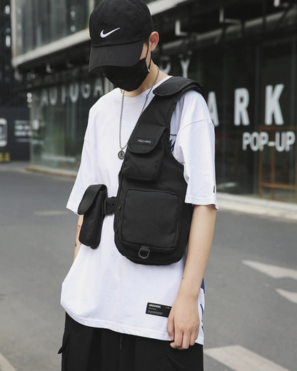 Chic Half Vest Chest Bag -  streetwear - Chic Half Vest Chest Bag for Hands-Free Urban Style - View 5