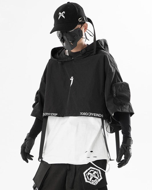 Chic Hooded  Short Cape - hooded cape - Functional Hooded Short Cape for Urban Adventures - Main view