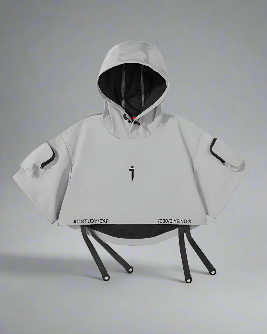 Chic Hooded  Short Cape - urban exploration cape - Functional Hooded Short Cape for Urban Adventures - View 12