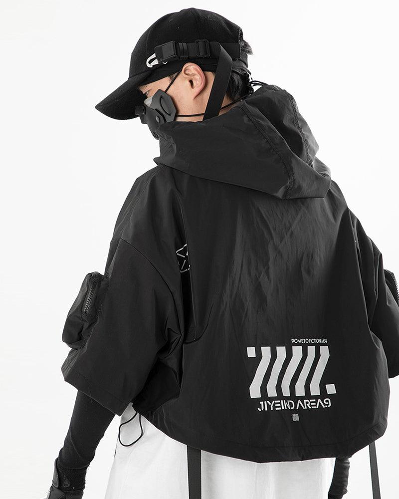 Chic Hooded  Short Cape -  techwear cape - Functional Hooded Short Cape for Urban Adventures - View 7