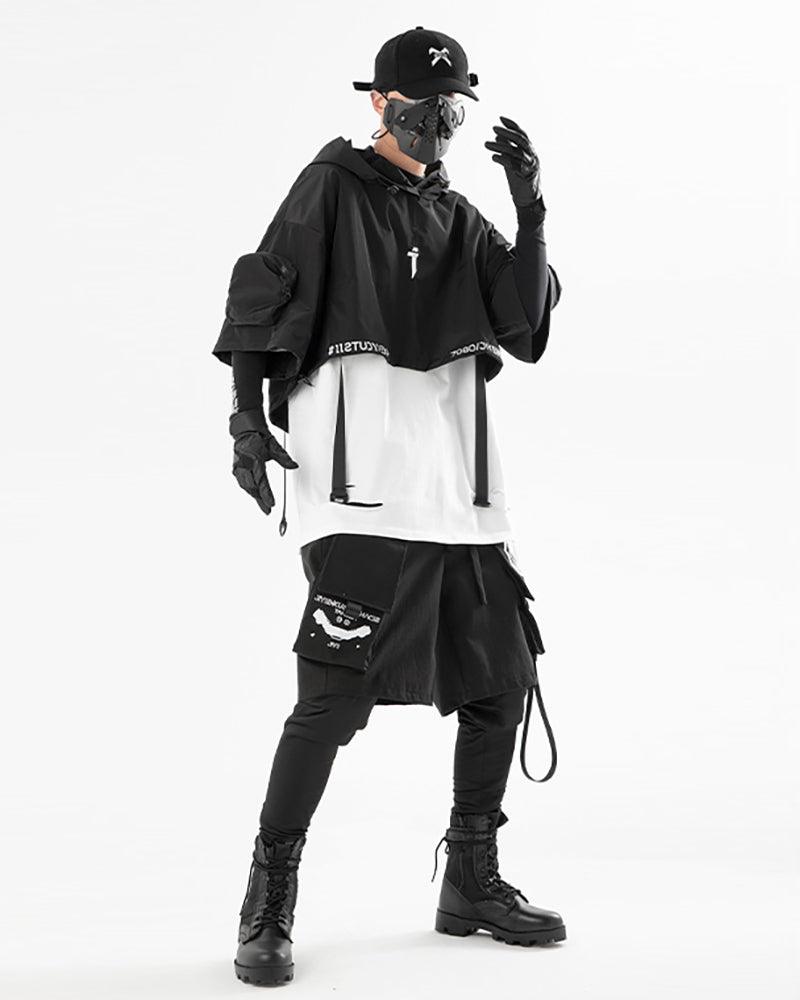Chic Hooded  Short Cape -  techwear functionality - Functional Hooded Short Cape for Urban Adventures - View 8