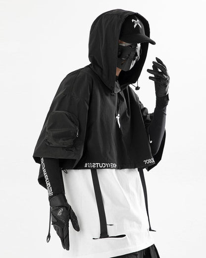 Chic Hooded  Short Cape -  lightweight outdoor cape - Functional Hooded Short Cape for Urban Adventures - View 5