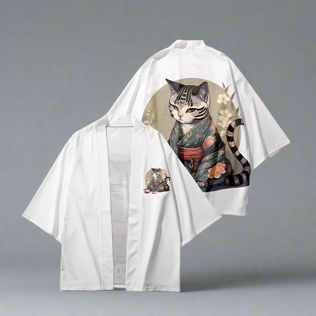 Chic Japanese Fashion Essentials -  Japanese style - Cat Print Haori Jacket for Effortless Style - View 6
