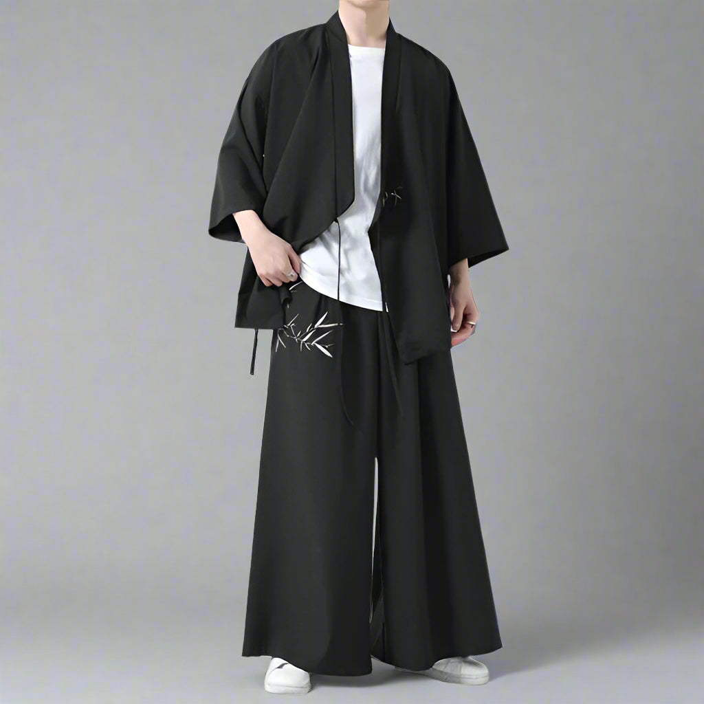 Chic Japanese Haori Ensemble -  breathable haori clothing - Effortless Chic Japanese Haori Set for Versatile Wear - View 3