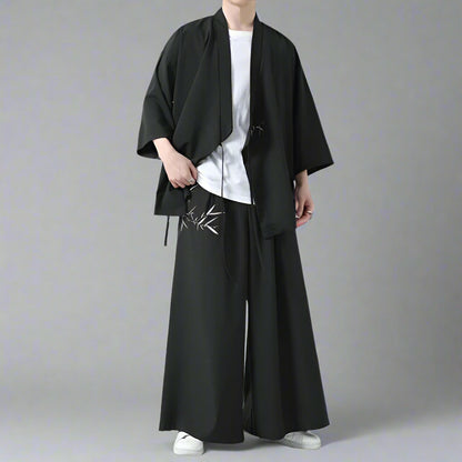 Chic Japanese Haori Ensemble -  breathable haori clothing - Effortless Chic Japanese Haori Set for Versatile Wear - View 3
