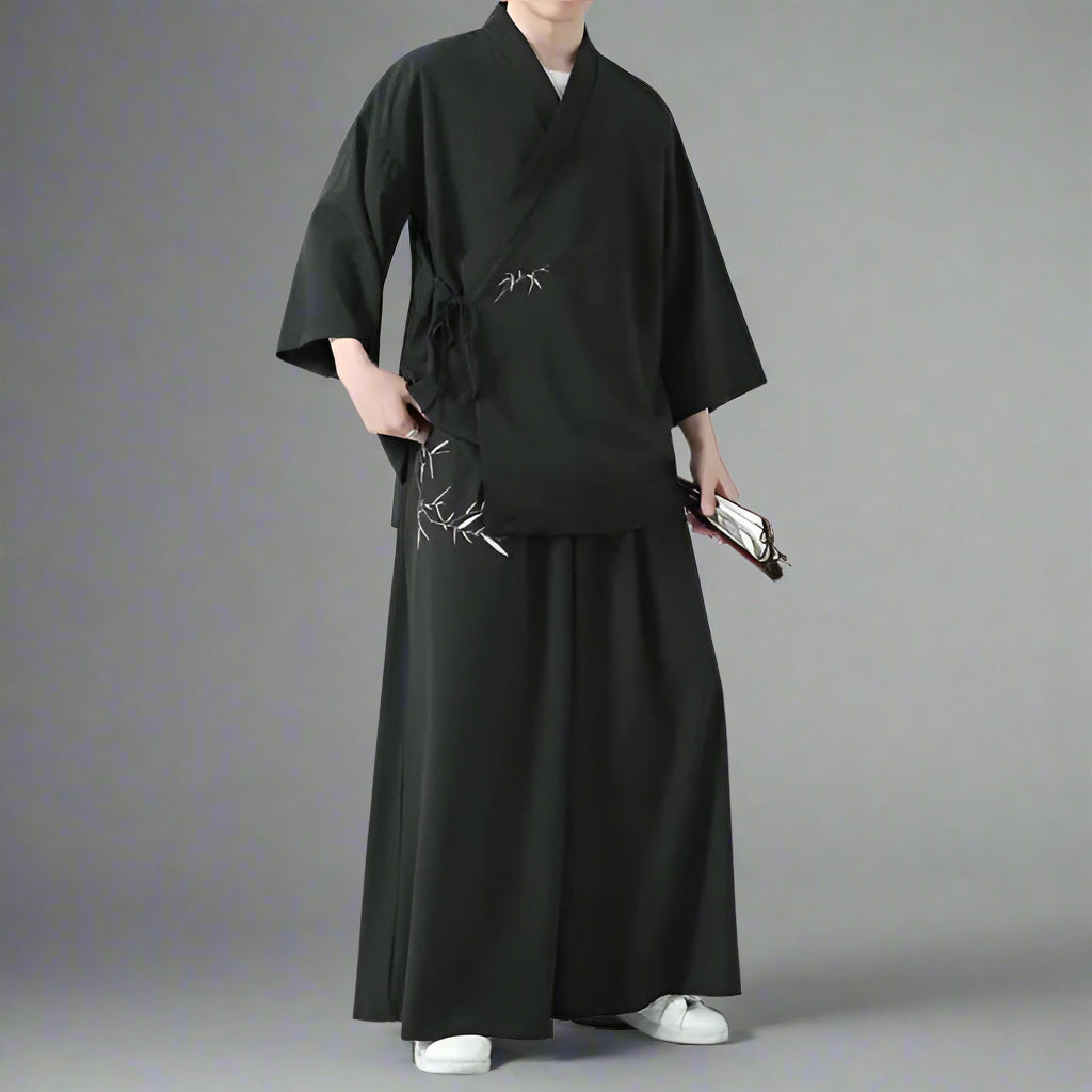 Chic Japanese Haori Ensemble - unisex haori set - Effortless Chic Japanese Haori Set for Versatile Wear - View 2