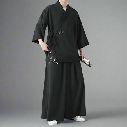 Chic Japanese Haori Ensemble - unisex haori set - Effortless Chic Japanese Haori Set for Versatile Wear - View 2