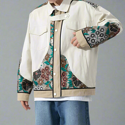 Chic Japanese-Inspired Outerwear - japanese style coat - Unisex Japanese Coat with Floral Embroidery - View 2