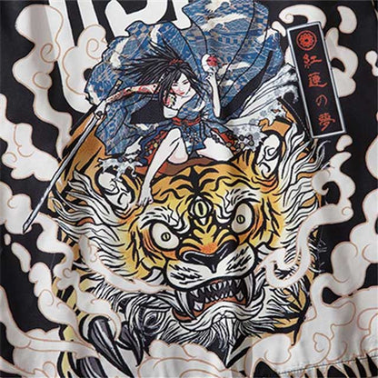 Chic Japanese Kimono Wrap -  comfortable kimono - Chic Dragon Print Japanese Kimono Wrap Jacket - View 4