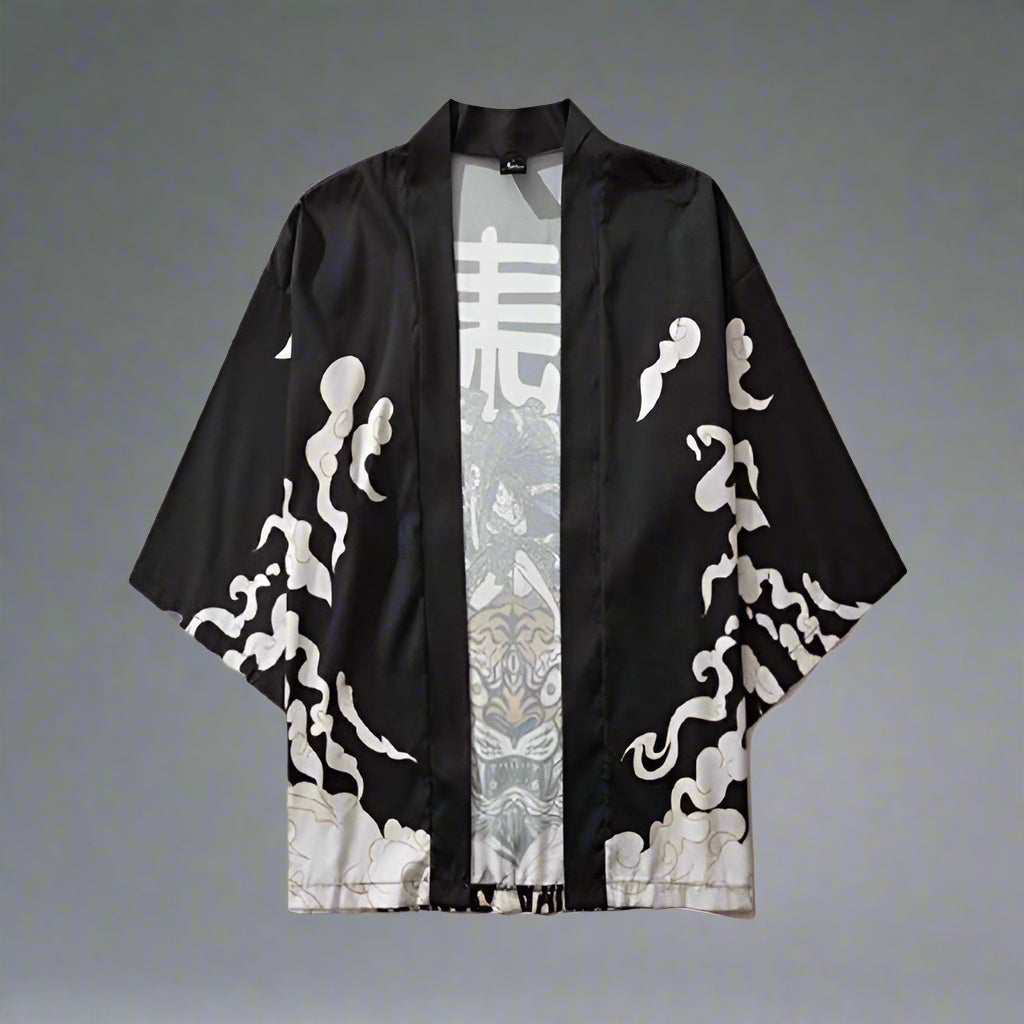 Chic Japanese Kimono Wrap - haori kimono - Chic Dragon Print Japanese Kimono Wrap Jacket - Main view