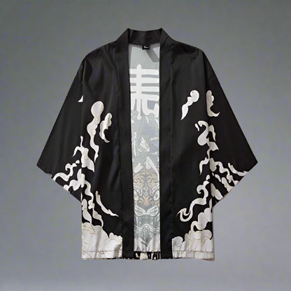 Chic Japanese Kimono Wrap - haori kimono - Chic Dragon Print Japanese Kimono Wrap Jacket - Main view