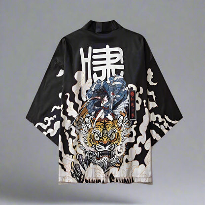 Chic Japanese Kimono Wrap - japanese kimono - Chic Dragon Print Japanese Kimono Wrap Jacket - View 2