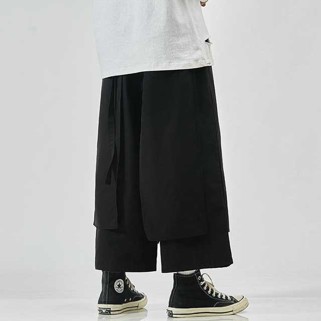 Chic Japanese Style Trousers - modern streetwear - Chic Japanese Style Hakama Trousers for Modern Streetwear - View 9