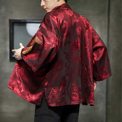 Chic Kimono Style Cardigan -  comfortable loose fit - Elegant Silk-like Kimono Cardigan for Men - View 3