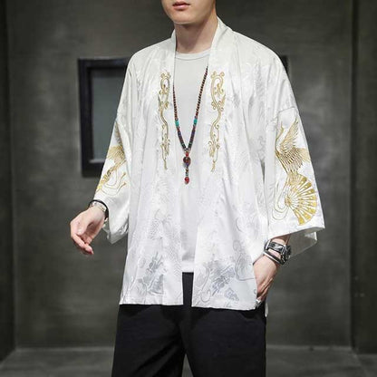 Chic Kimono Style Cardigan - stylish kimono cardigan - Elegant Silk-like Kimono Cardigan for Men - View 2