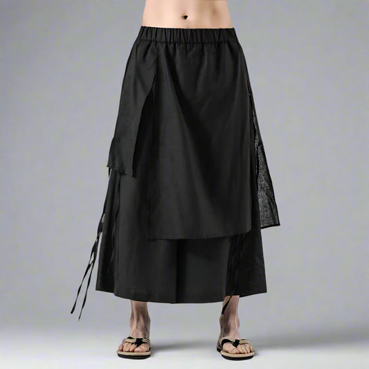 Chic Layered Hakama Trousers - Hakama style pants - Chic Layered Hakama Trousers for Effortless Style - Main view