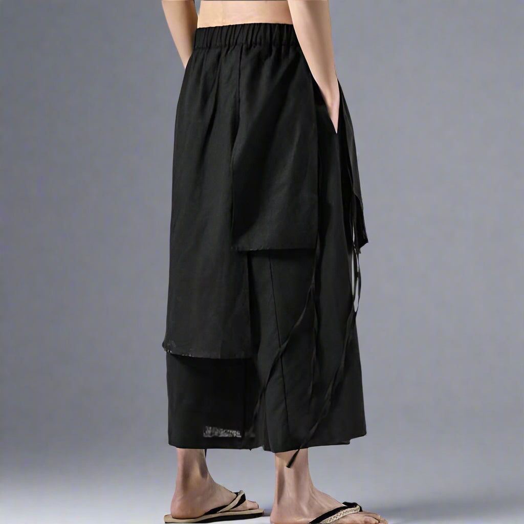 Chic Layered Hakama Trousers - hakama trousers - Chic Layered Hakama Trousers for Effortless Style - View 2