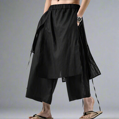 Chic Layered Hakama Trousers -  Japanese inspired trousers - Chic Layered Hakama Trousers for Effortless Style - View 4
