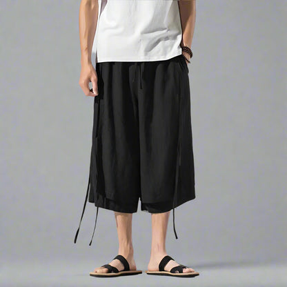 Chic Layered Japanese Shorts -  breathable fabric - Stylish Layered Japanese Shorts for Comfort - View 3