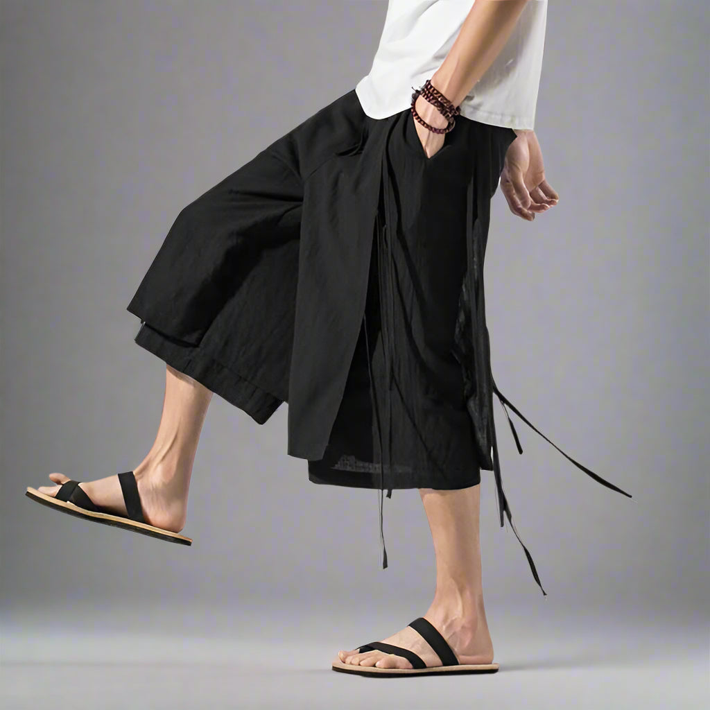 Chic Layered Japanese Shorts -  elastic waist shorts - Stylish Layered Japanese Shorts for Comfort - View 6