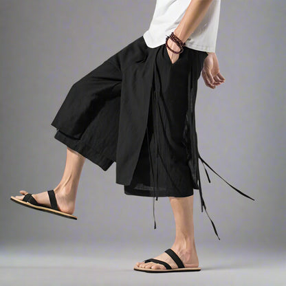 Chic Layered Japanese Shorts -  elastic waist shorts - Stylish Layered Japanese Shorts for Comfort - View 6