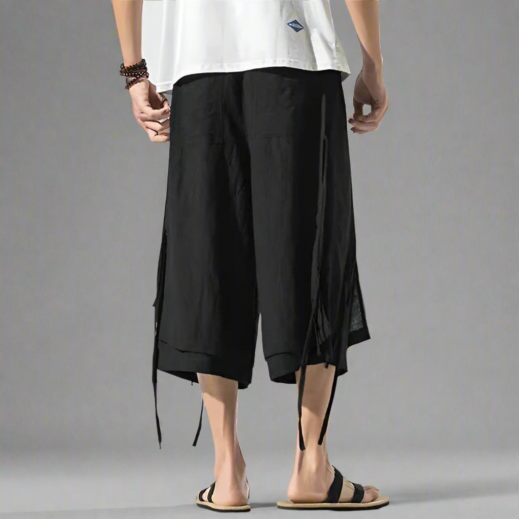 Chic Layered Japanese Shorts -  hakama pants - Stylish Layered Japanese Shorts for Comfort - View 7