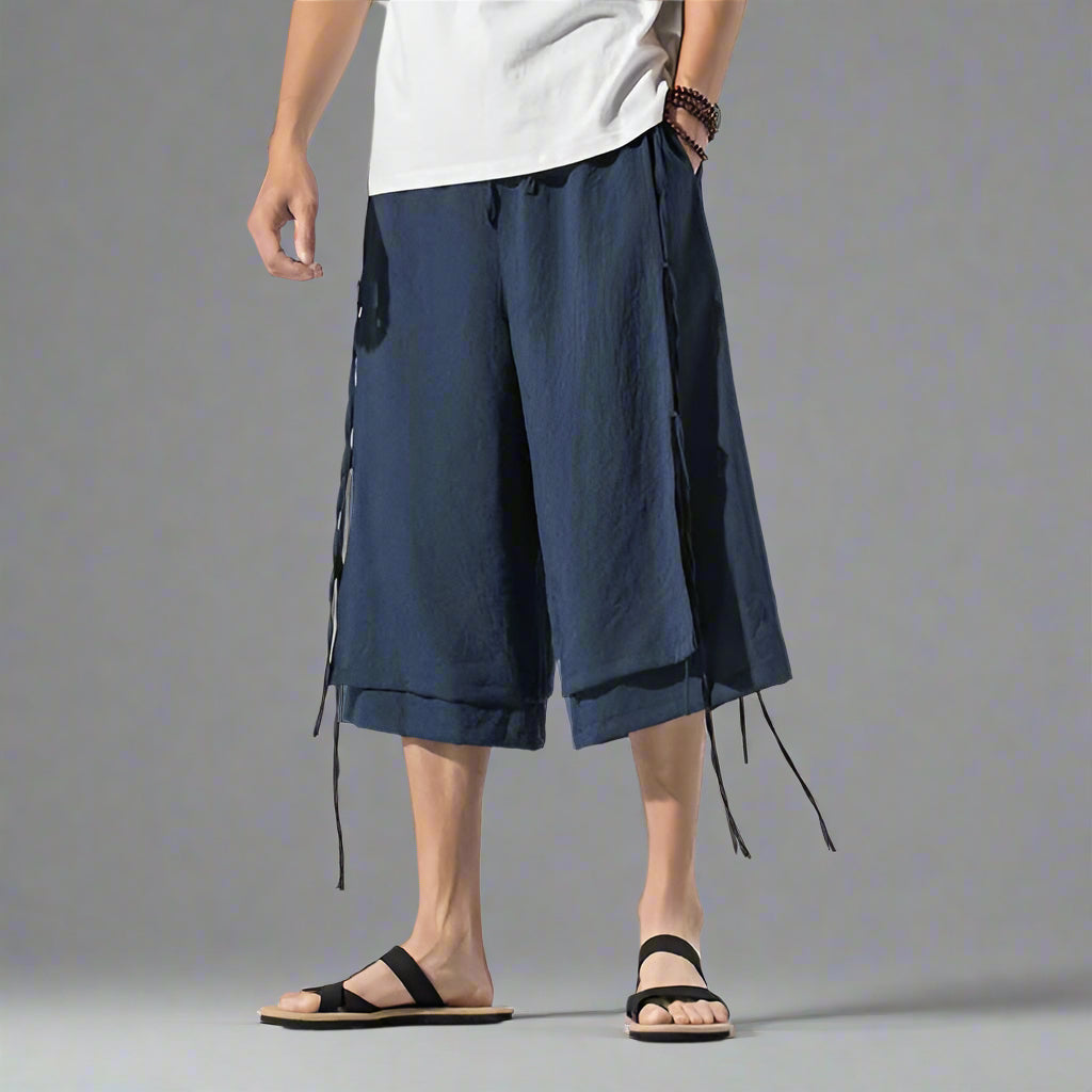 Chic Layered Japanese Shorts - layered shorts - Stylish Layered Japanese Shorts for Comfort - Main view