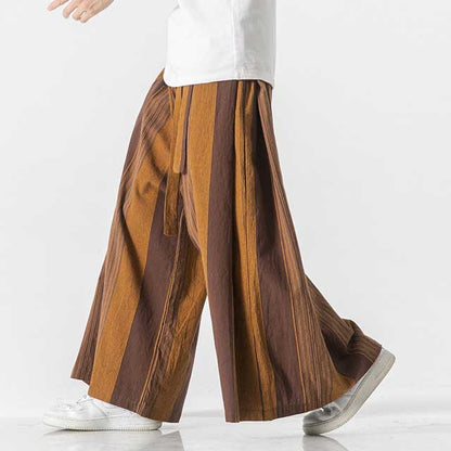 Chic Linen Wide-Leg Pants - casual hakama pants - Stylish Wide-Leg Hakama Pants for Everyday Wear - View 2