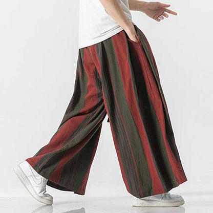 Chic Linen Wide-Leg Pants -  comfortable martial arts pants - Stylish Wide-Leg Hakama Pants for Everyday Wear - View 4