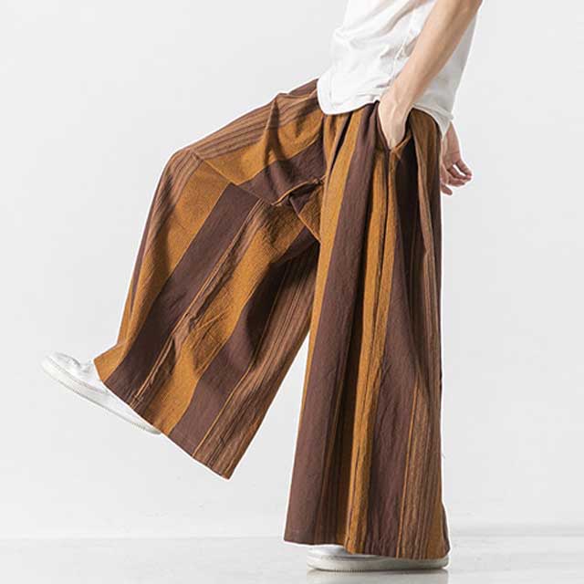 Chic Linen Wide-Leg Pants -  comfortable wear - Stylish Wide-Leg Hakama Pants for Everyday Wear - View 5